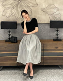 Nekoring Check Pleated Long Skirt