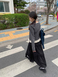Vein Lace Banding Long Skirt
