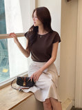 Niel Round Neck Cap Sleeve Short Sleeve Knit