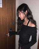 Zuhi shirring off-shoulder knit
