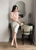 Grace Chiffon Shirring Short Sleeve Blouse