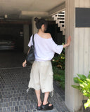Witty Off-shoulder Short-sleeve Sweatshirt