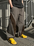 Nylon Two-Tone Curve Line Pants