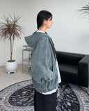 Rieki Washing Denim Hood Zip-Up