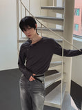 Trav Diagonal Henley Neck Long Sleeve T-shirt
