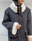 Meto High Neck Reversible Shearing Fur Bomber Jacket