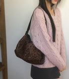 Oku Leopard Leather Combi Shoulder Bag