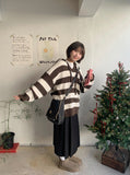 Chocoi banding wool pleated midi skirt