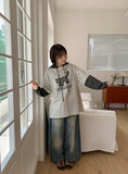 Tume Washing Cut Denim Wide Pants