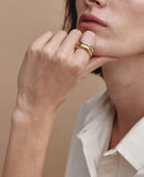 Champagne Full Moon Slim Silver Ring M
