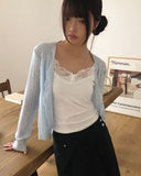 Untell Lace Button Half-Open Sleeveless
