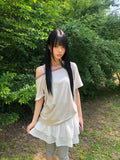 [MADE] Doen Lace Off-Shoulder Short Sleeve T-Shirt