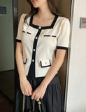 Eloa Square Color Matching Button Cardigan
