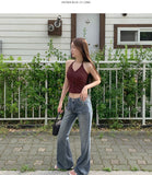 Slim Low-Rise Lightweight Semi Long Bootcut Denim Pants