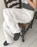 Noyal Ribbon Punching Stitch Wide Pants