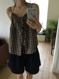 Oni Check Layered Halter Leeveless Blouse Set