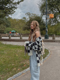 (UNISEX) Time checkerboard V-neck cardigan