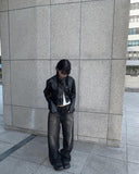 Doble washing denim wide pants