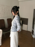 Tutu Stripe U Neck Slim Hood Long Sleeve T-Shirt