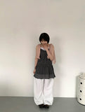 Ranmin Check Summer Sleeveless Layered One Piece