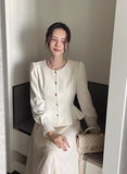 Loila Tweed Shirring Jacket Blouse