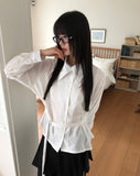 Mirun Belt High-Neck Overfit Long-Sleeve Shirt
