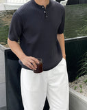 Ribbed Span Henley Neck Knit