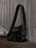 Oval buckle shoulder bag