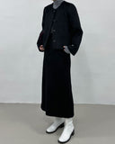 [Muffler set] Cien mohair no-collar short jacket