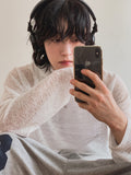 Layered see-through knit hoodie