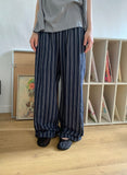 [BAONHAUS] Motren Stripe Linen Banding Pants