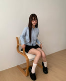 Burm Big Bean Button Round Neck Long Sleeve Knit Cardigan