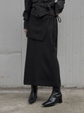 Wrap Belt Layered Long Skirt
