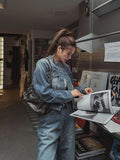 Chike Unbalanced Cropped Denim Jacket