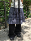 Burmil check midi banding skirt