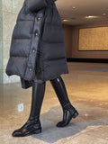 [Duck Down100%] Meju Side Button Hood Long Padding (Belt Set)