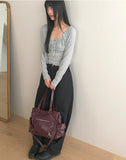 Sera Shirring Lace Ribbon Crop Long Sleeve Sleeveless Cardigan Set