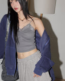 Burming Pigment Solid Pile Balloon Two-Way Hood Zip-Up