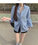 Loose-Fit Stripe Softly Cotton Check Shirt