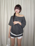 Star fairy boat-neck cut short sleeves
