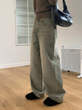 Clutch Grayish Washing Long Wide Denim Pants