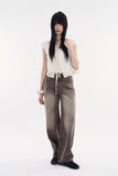 Latte washed regular denim pants