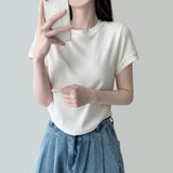 Modern Round Plain Short Sleeve T-shirt