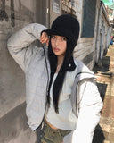 Monning String Two-Way Hooded Overfit Lightweight Padding Jumper