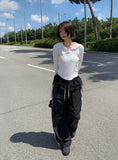 Tuki Dot Lace Line Track Wide Pants