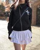 Tay Cross Stud Unbalanced Zip-Up