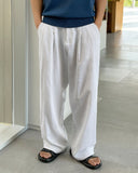 Bacheu Linen Two-Tuck Wide Banding Pants