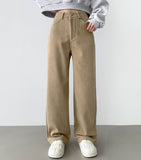 Golden corduroy velor fleece brushed long wide pants