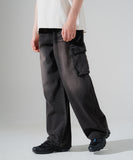 Brushed Washing Cargo Denim Pants