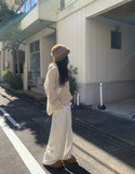 Plan] Vanilla Neck Collar Loose Fit Knit Half Zip-up